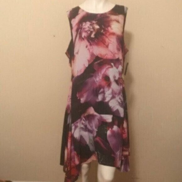 NWT Julia Jordan Abstract Floral Sleeveless Hanky Hem Dress - Picture 3 of 5